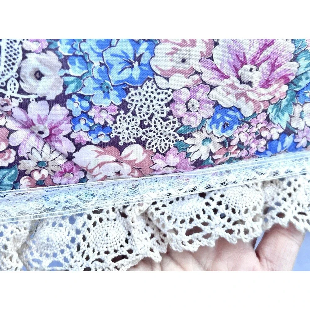 Vintage Handmade Cottagecore Padded Hanger Floral Lace Shabby Chic Decor